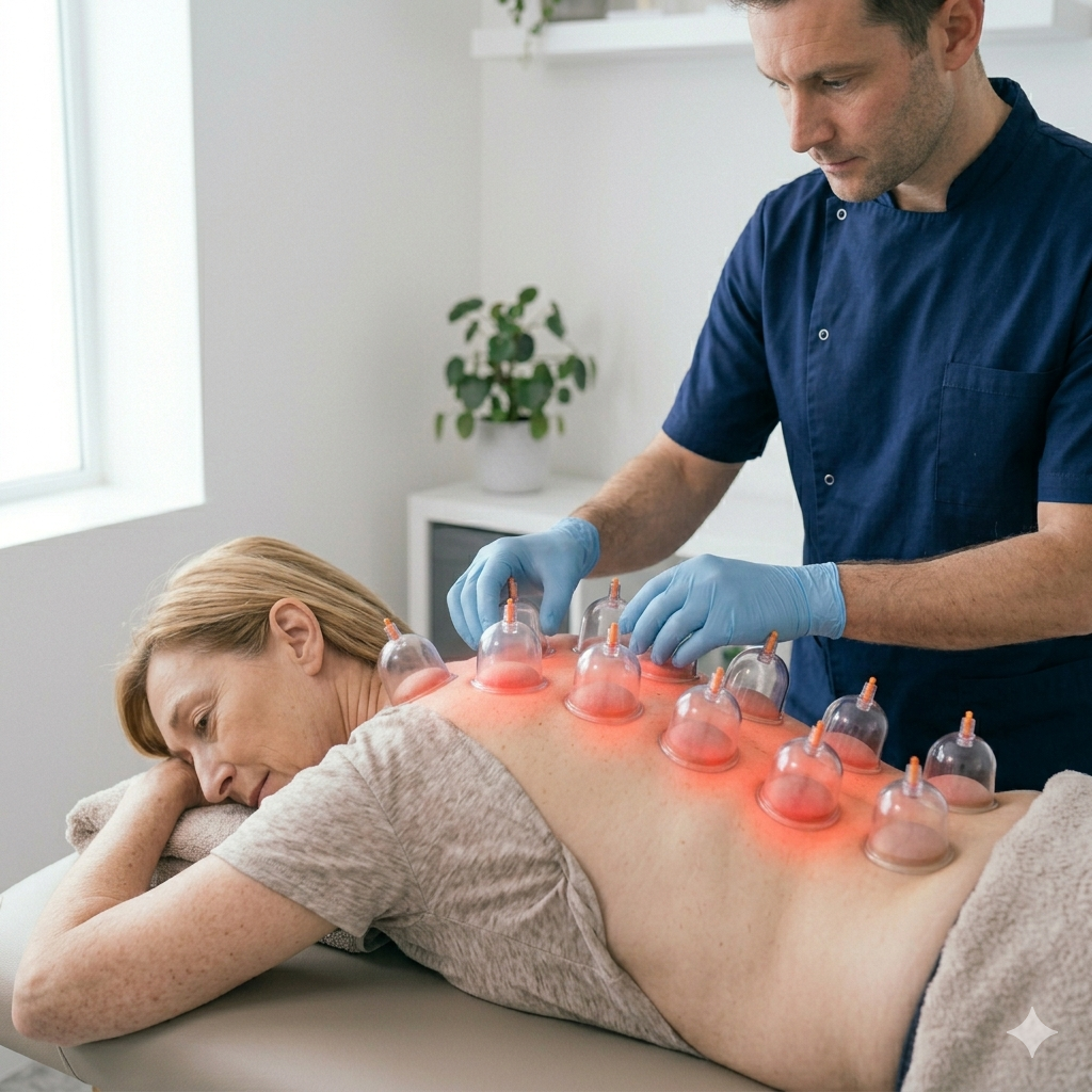 Cupping therapy session for muscle recovery